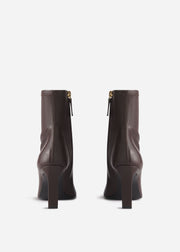 Heeled Leather Sock Bootie in Chocolate - CO Collections